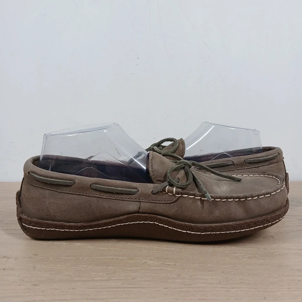 L.L. Bean Boat Shoes Mens 7 Brown Leather Moc Toe Loafers Heritage Prep